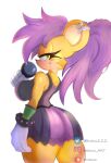 absurd_res anthro archie_comics big_breasts branuzzz breasts butt clothing dress ear_piercing electronics female hair herpestid hi_res holding_microphone holding_object instagram_logo looking_at_viewer mammal microphone mina_mongoose mongoose patreon patreon_logo piercing purple_hair sega smile solo sonic_the_hedgehog_(archie) sonic_the_hedgehog_(comics) sonic_the_hedgehog_(series) thick_thighs twitter twitter_logo