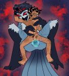 absurd_res anal anal_penetration anthro avian big_penis bird blitzo_(helluva_boss) bodily_fluids burn_scar chimeracocks demon dildo double_dildo duo feeldoe genital_fluids genital_piercing genitals glowing glowing_genitalia goetia helluva_boss hi_res holding_partner human human_on_anthro interspecies magic male male/male mammal owl owl_demon penetration penis penis_piercing piercing precum prosthetic prosthetic_hand scar sex_toy size_difference stolas_(helluva_boss)