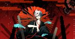  azuma_yuuki fish fox_mask japanese_clothes kaito kimono male_focus mask md5_mismatch musunde_hiraite_rasetsu_to_mukuro_(vocaloid) oriental_umbrella pale_skin skeleton solo umbrella vocaloid 