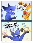anthro biped blue_body blue_fur brush canid canine clothing costume english_text fox fur furo_fur fursuit fursuit_head hi_res male mammal perfume perfume_bottle shampoo shampoo_bottle soap solo text toothbrush