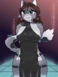 3:4 absurd_res anthro black_clothing calico_cat calico_pattern clothed clothed_female clothing dancefloor domestic_cat felid feline felis female fur green_eyes hi_res mammal multicolored_body multicolored_fur neon neon_lights roses04 solo