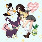  agemono bad_id bad_pixiv_id brown_eyes brown_hair emolga gen_5_pokemon lass_(pokemon) open_mouth petilil pokemon pokemon_(creature) pokemon_(game) pokemon_bw purrloin school_uniform skirt wavy_hair 