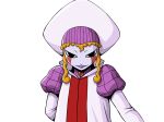  1boy bandai black_eyes colored_skin curly_hair hat juliet_sleeves konjiki_no_gash!! konjiki_no_gash_bell!!_golden_memories long_sleeves marking_on_cheek mystical_high_collar official_art puffy_sleeves purple_lips purple_skin robe short_bangs short_eyebrows sidelocks smile transparent_background zofis 