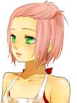  alternate_hairstyle forehead green_eyes haruno_sakura naruto naruto_(series) pink_hair solo suwaru 
