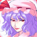  daijoubu_da_mondai_nai el_shaddai hanazuka_ryouji hat lips parody portrait purple_hair red_eyes remilia_scarlet short_hair solo touhou 