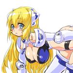 all_fours altrene bad_id bad_pixiv_id blonde_hair blue_eyes blush breasts busou_shinki butt_crack dd_(ijigendd) doll_joints hanging_breasts large_breasts long_hair mecha_musume solo thighhighs 