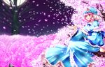  bare_tree cherry_blossoms hat highres nagare pink_eyes pink_hair saigyouji_yuyuko short_hair solo touhou tree 