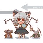  animal_ears backpack bag bandaid basket blush chibi crystal dowsing_rod goggles grey_hair gurageida jewelry mouse mouse_ears mouse_tail nazrin open_mouth pendant pickaxe red_eyes solo tail touhou 