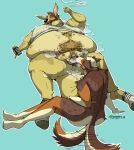 absurd_res anthro australian_shepherd ball_sniffing balls belly_overhang beverage_can bodily_fluids body_hair canid canine canis cigarette clothing domestic_dog duo fat_thighs fatpad genitals happy_trail herding_dog hi_res kangaroo macropod male male/male mammal marsupial moobs obese obese_male overweight overweight_male pastoral_dog penis sheepdog size_difference smoking smoking_cigarette sniffing southernyote steam_clouds sweat sweaty_clothing sweaty_footwear sweaty_shirt sweaty_socks sweaty_topwear