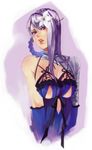  bad_id bad_pixiv_id bandages braid breasts flower gloves hair_flower hair_ornament halu-ca kaine_(nier) large_breasts lingerie negligee nier nier_(series) purple_eyes silver_hair solo underwear 