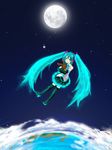  bad_id bad_pixiv_id earth hatsune_miku highres long_hair moon nekodaruma_(pontaro) solo space stuffed_animal stuffed_bunny stuffed_toy thighhighs very_long_hair vocaloid 