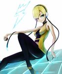  bad_id bad_pixiv_id blonde_hair green_eyes gym_leader headphones holding holding_poke_ball kamitsure_(pokemon) pantyhose poke_ball pokemon pokemon_(game) pokemon_bw pote_(crown) sitting solo 