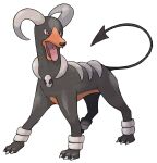  animal_focus claws demon_tail fangs full_body highres horns houndoom no_humans official_art open_mouth pokemon pokemon_(creature) pokemon_focus pokemon_frlg red_eyes solo sugimori_ken tail third-party_source tongue tongue_out transparent_background 