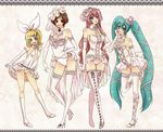  cleavage hatsune_miku kagamine_rin megurine_luka meiko nightcat thigh-highs twintails vocaloid 