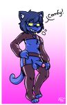 admiralnutbar animal_humanoid anthro balls clothed clothing crop_top erection eyewear felid felid_humanoid feline feline_humanoid garter_belt_leggings genitals glasses gradient_background half-closed_eyes humanoid male mammal mammal_humanoid meme meme_clothing narrowed_eyes open-toe_socks penis shirt simple_background skimpy solo topwear yellow_sclera
