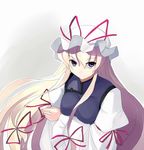  blonde_hair bow dress hair_bow hat long_hair purple_eyes ribbon seo_tatsuya solo touhou yakumo_yukari 