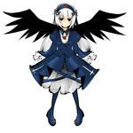  black_wings blue_dress closed_mouth dress expressionless head_tilt long_hair long_sleeves looking_at_viewer pink_eyes rozen_maiden simple_background solo suigintou umi_(umi02) very_long_hair white_background white_hair wings 