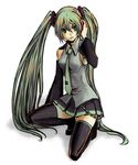  bad_id bad_pixiv_id green_hair hatsune_miku long_hair solo thighhighs twintails very_long_hair vocaloid yuruya_(emlot) 