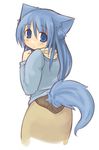  7010 animal_ears blue_eyes blue_hair copyright_request lowres solo tail 