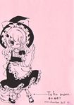  kirisame_marisa miri_(tobira_no_mukou) monochrome pink simple_background solo touhou 