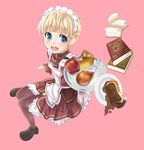  blonde_hair blue_eyes book fantasy_earth_zero food oyu-san solo thighhighs waitress 