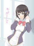  black_hair bow copyright_request hair_bow heart smile solo takanashi 