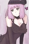  bad_id bad_pixiv_id breasts bug butterfly choker cleavage elbow_gloves frills gloves hairband insect large_breasts leaning_forward lili_levinas niwa_(lulubelle) pink_eyes pink_hair senkou_no_ronde short_hair solo tattoo 