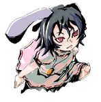  animal_ears baku_taso black_hair bunny_ears inaba_tewi red_eyes solo touhou 