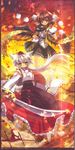  animal_ears black_wings capura_lin hat inubashiri_momiji leaf long_skirt multiple_girls shameimaru_aya skirt sword tail touhou weapon wings wolf_ears wolf_tail 