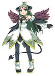  alfine green_eyes green_hair horns ikura_hato long_hair oekaki pantyhose shinrabanshou solo tail wings 