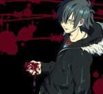  bad_id bad_pixiv_id blood blue_eyes blue_hair dog_tags hair_over_one_eye honya_lala hood jacket jewelry male_focus necklace simple_background solo togainu_no_chi true_blood 