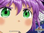  arado_balanga food food_on_face green_eyes gununu male_focus purple_hair rice rice_on_face solo super_robot_wars super_robot_wars_original_generation 