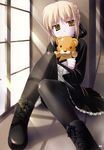  artoria_pendragon_(all) bakutendou dress fate/stay_night fate_(series) gothic gothic_lolita highres lolita_fashion pantyhose saber_alter solo stuffed_animal stuffed_lion stuffed_toy 