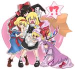  5girls alice_margatroid bad_id bad_pixiv_id blonde_hair blush fang flandre_scarlet hakurei_reimu harem heart hug kamiya_zuzu kirisame_marisa multiple_girls no_hat no_headwear patchouli_knowledge tears touhou wings yuri 