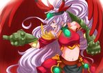  angel_wings armored_gloves dnf dungeon_and_fighter dungeon_fighter_online feathers fighter fighter_(dungeon_and_fighter) finger_pointing grappler long_hair red red_wings white_hair wings 