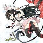  afuro_(did) ao_no_exorcist black_hair boots breasts dog genderswap long_hair okumura_rin pointy_ears skirt sword tail weapon 
