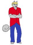  blue_eyes canine clothing cool_eyes crossed_arms eyes fit fur grey grey_fur hair hindpaw invalid_tag irralla jeans leaning looking_at_viewer male mammal paws safe shirt simple solo toes 