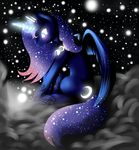  blue_eyes blue_hair cutie_mark equine female feral friendship_is_magic hair hi_res horn horse long_hair mammal my_little_pony pony princess_luna_(mlp) solo sparkle tiara vardastouch winged_unicorn wings 