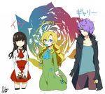  2girls coat dress flower garry_(ib) ib ib_(ib) image_sample kurono_yuu long_hair long_sleeves mary_(ib) md5_mismatch multiple_girls petals pixiv_sample purple_hair red_eyes rose rose_petals short_hair skirt 