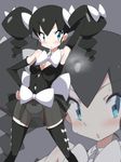  armpit_hair bad_id bad_pixiv_id black_hair blue_eyes blush bow gen_5_pokemon gothorita hair_bow highres kiryu_manzoku panties personification pokemon solo thighhighs transparent twintails underwear zoom_layer 