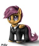  cub equine female feral friendship_is_magic hair horse mammal my_little_pony pegasus pony purple_eyes purple_hair scootaloo_(mlp) solo suit wings young 