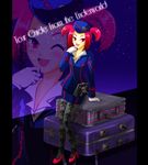  artist_request bag duel_monster gloves handbag hat high_heels luggage pantyhose red_eyes red_hair shoes skirt skull solo tour_guide_from_the_underworld yuu-gi-ou 