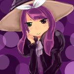  dress hat heterochromia highres madolche_magileine purple_hair solo witch_hat yuu-gi-ou 