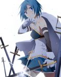  armband bad_id bad_pixiv_id blue_eyes blue_hair cape erigamine gloves grin magical_girl mahou_shoujo_madoka_magica miki_sayaka short_hair smile sword weapon 