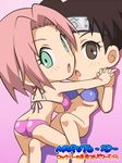  2girls awa bikini breasts brown_eyes brown_hair butt_crack haruno_sakura multiple_girls naruto naruto_sd:_rock_lee_no_seishun_full-power_ninden pink_hair swimsuit tenten yuri 