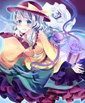  bad_id bad_pixiv_id dress flower frills gift green_eyes grey_hair hat komeiji_koishi rose solo third_eye touhou ukita_uuko 