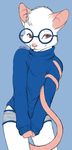 ajna biscuit biscuits cute eyewear glasses looking_at_viewer male mammal plain_background rat rodent solo turtleneck underwear 