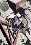  akemi_homura bad_id bad_pixiv_id black_eyes black_hair explosive gears grenade gun hairband long_hair mac-11 magical_girl mahou_shoujo_madoka_magica outstretched_hand pantyhose pleated_skirt rocket_launcher rpg rpg-7 shimashima skirt solo submachine_gun tears weapon 