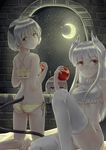  animal_ears apple ass bad_id bad_pixiv_id blush breasts cat_ears cat_tail eila_ilmatar_juutilainen extra_ears flat_chest food fruit glasses green_eyes grey_hair heidimarie_w_schnaufer kino_(kino_buro) lingerie moon multiple_girls night night_sky panties purple_eyes red_eyes sanya_v_litvyak sky small_breasts smile star_(sky) starry_sky strike_witches tail thighhighs underwear white_hair window world_witches_series 