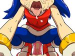  blue blue_hair blue_skin blush clothed clothing crossdressing cum erection hair hedgehog male mammal nude open_mouth orgasm penis plain_background sega sex shirt shoes solo sonic_(series) sonic_the_hedgehog tongue zenmigawa 